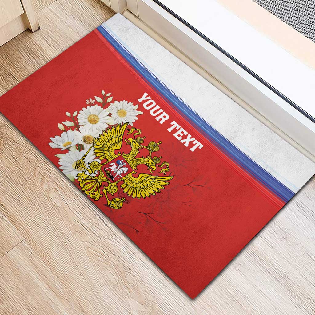 Personalized Russia Rubber Doormat Coat Of Arms With Chamomile Flower