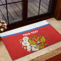 Personalized Russia Rubber Doormat Coat Of Arms With Chamomile Flower