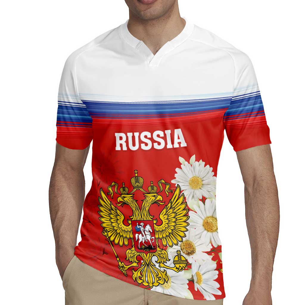 Personalized Russia Rugby Jersey Coat Of Arms With Chamomile Flower