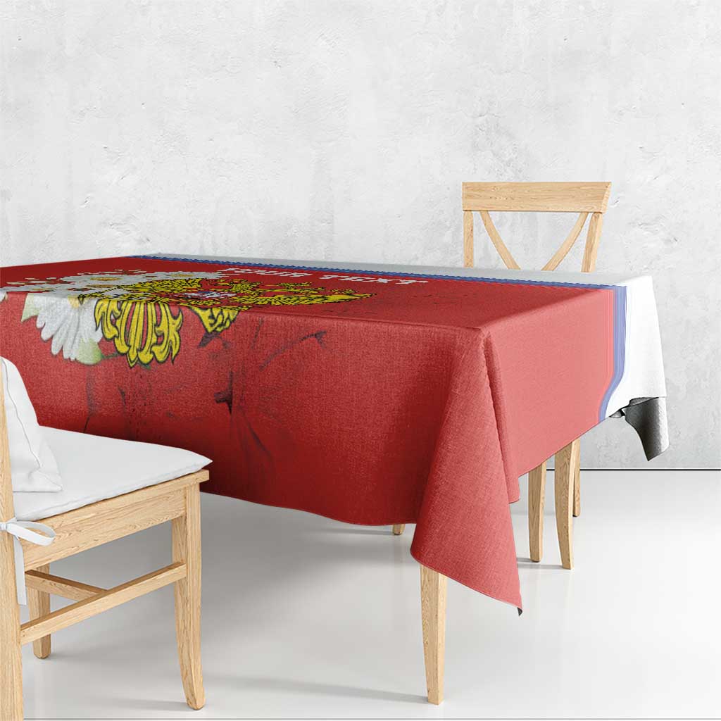 Personalized Russia Tablecloth Coat Of Arms With Chamomile Flower