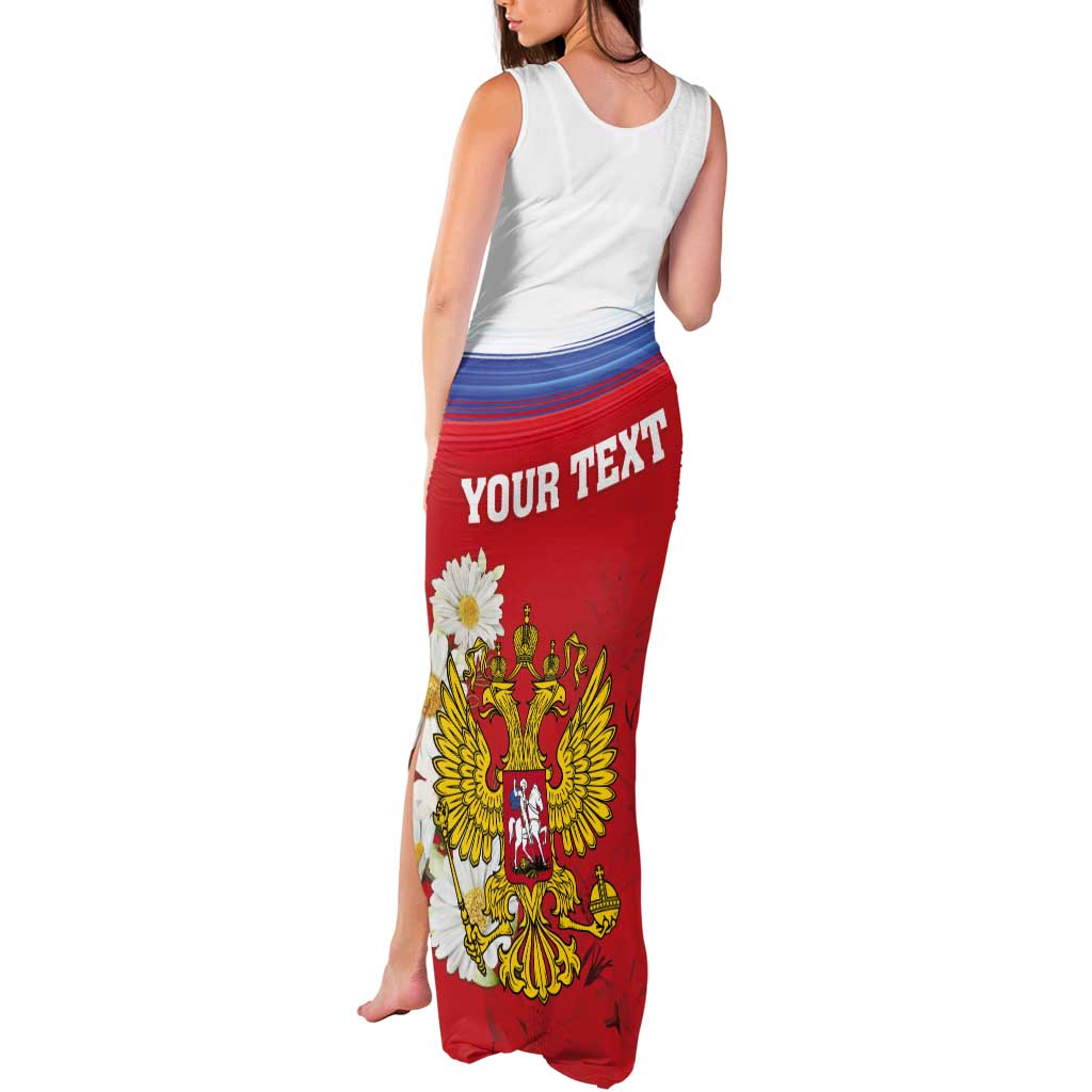 Personalized Russia Tank Maxi Dress Coat Of Arms With Chamomile Flower