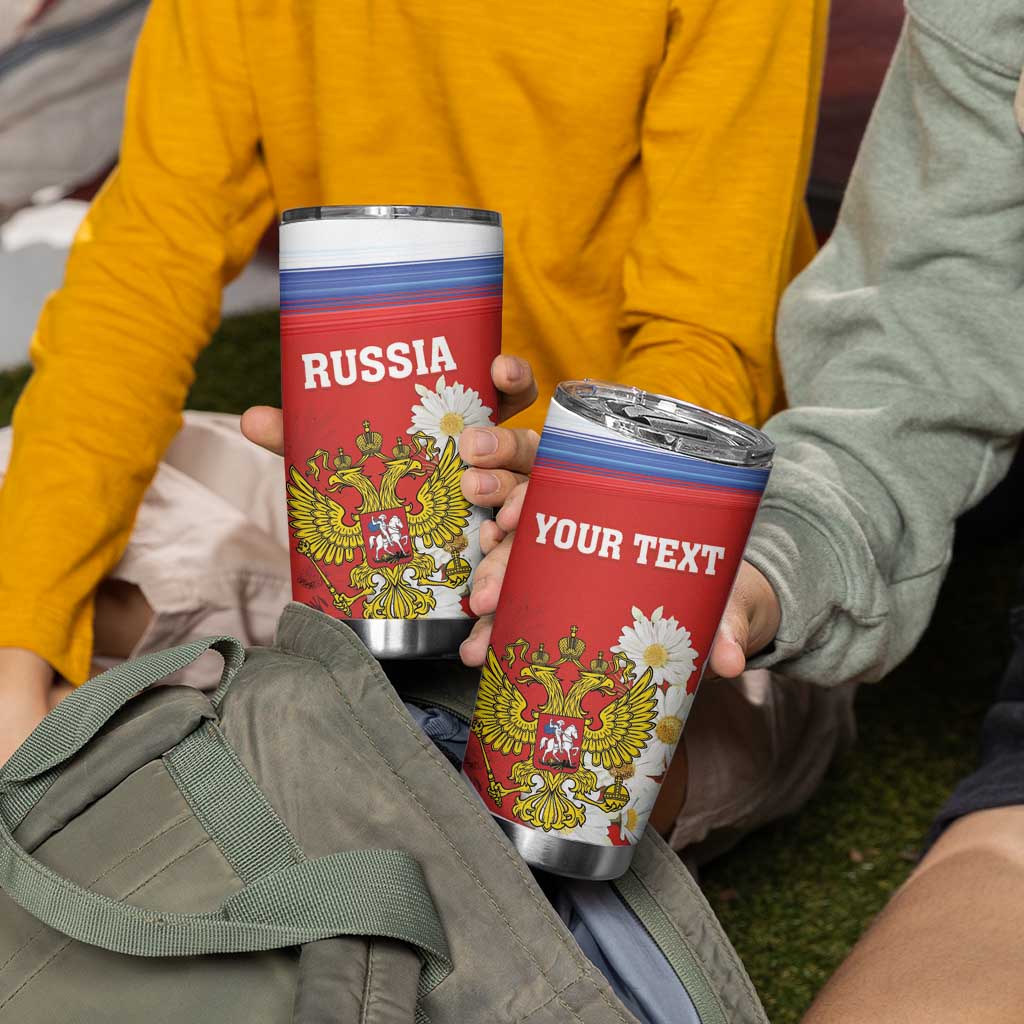Personalized Russia Tumbler Cup Coat Of Arms With Chamomile Flower