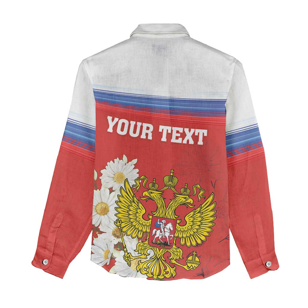 Personalized Russia Women Casual Shirt Coat Of Arms With Chamomile Flower