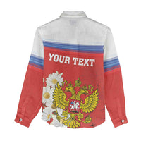 Personalized Russia Women Casual Shirt Coat Of Arms With Chamomile Flower