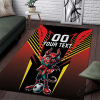 Custom Belgium Football Area Rug Les Diables rouges Devil Mascot