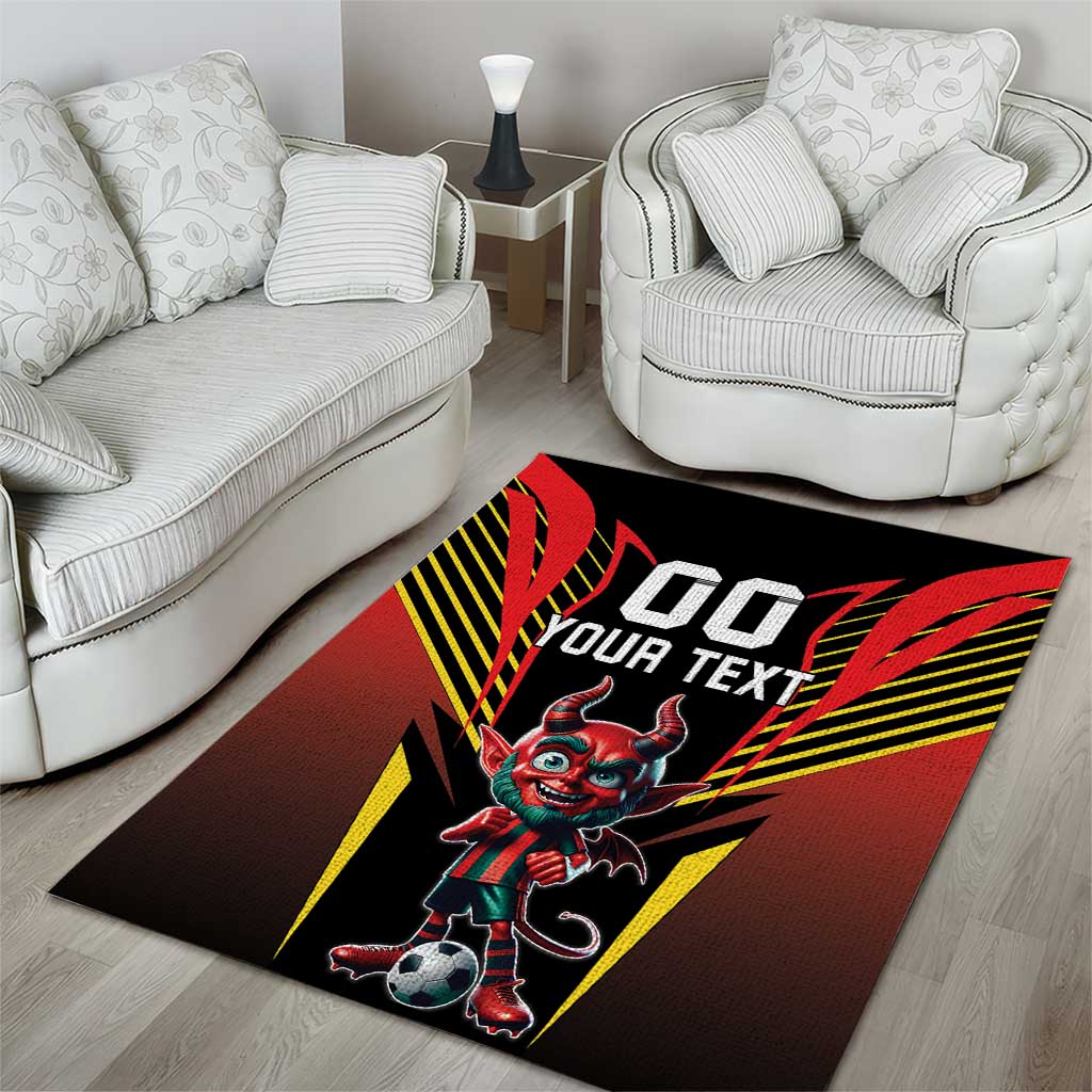 Custom Belgium Football Area Rug Les Diables rouges Devil Mascot