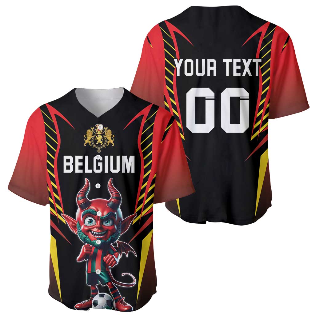 Custom Belgium Football Baseball Jersey Les Diables rouges Devil Mascot