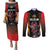 Custom Belgium Football Couples Matching Puletasi and Long Sleeve Button Shirt Les Diables rouges Devil Mascot
