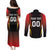 Custom Belgium Football Couples Matching Puletasi and Long Sleeve Button Shirt Les Diables rouges Devil Mascot