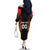 Custom Belgium Football Family Matching Off The Shoulder Long Sleeve Dress and Hawaiian Shirt Les Diables rouges Devil Mascot
