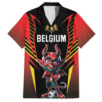 Custom Belgium Football Family Matching Off Shoulder Maxi Dress and Hawaiian Shirt Les Diables rouges Devil Mascot