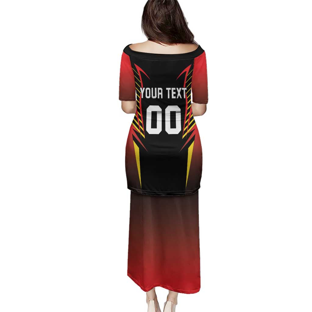 Custom Belgium Football Family Matching Puletasi and Hawaiian Shirt Les Diables rouges Devil Mascot