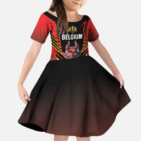 Custom Belgium Football Family Matching Summer Maxi Dress and Hawaiian Shirt Les Diables rouges Devil Mascot