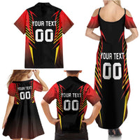 Custom Belgium Football Family Matching Summer Maxi Dress and Hawaiian Shirt Les Diables rouges Devil Mascot