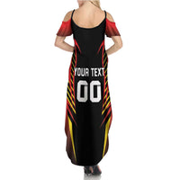 Custom Belgium Football Family Matching Summer Maxi Dress and Hawaiian Shirt Les Diables rouges Devil Mascot