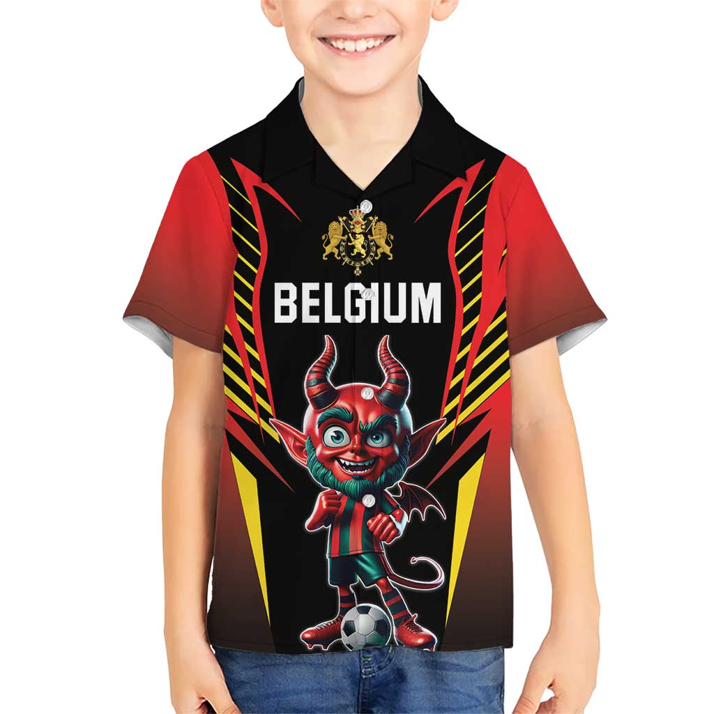 Custom Belgium Football Hawaiian Shirt Les Diables rouges Devil Mascot