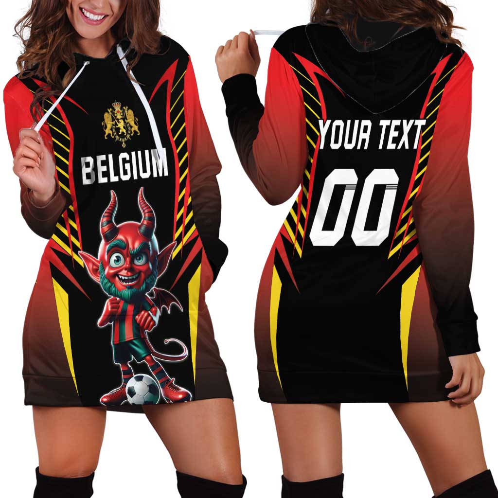 Custom Belgium Football Hoodie Dress Les Diables rouges Devil Mascot