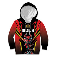 Custom Belgium Football Kid Hoodie Les Diables rouges Devil Mascot