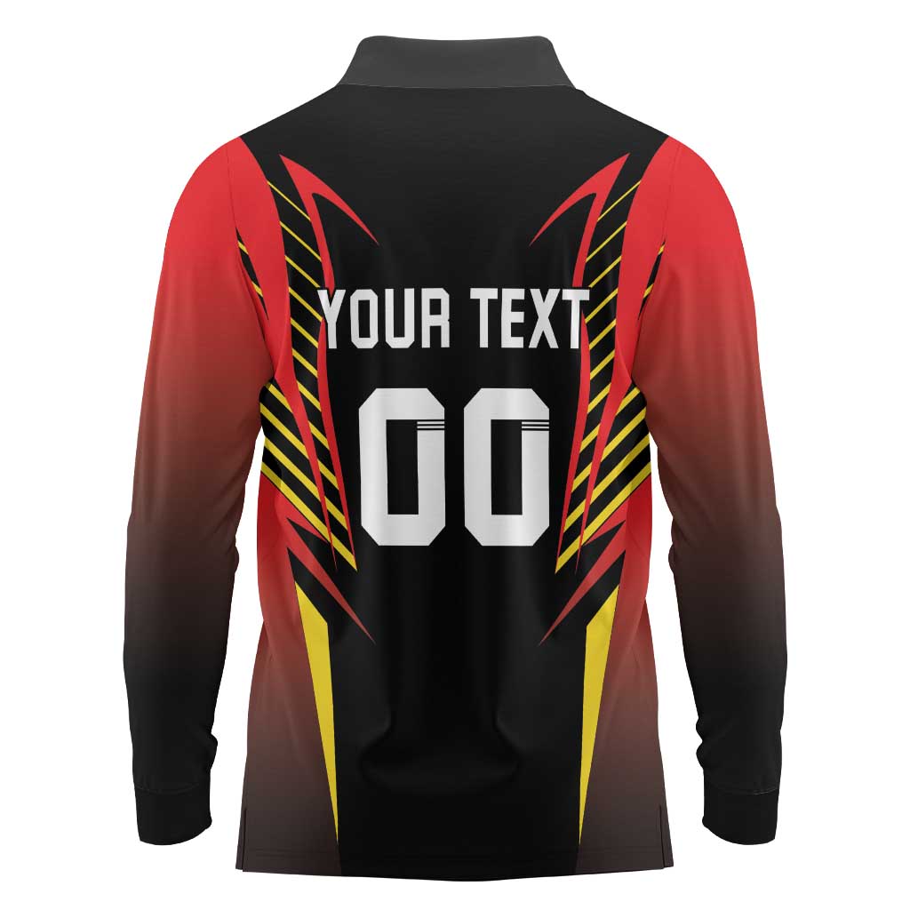 Custom Belgium Football Long Sleeve Polo Shirt Les Diables rouges Devil Mascot
