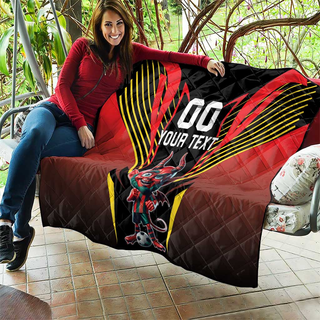 Custom Belgium Football Quilt Les Diables rouges Devil Mascot