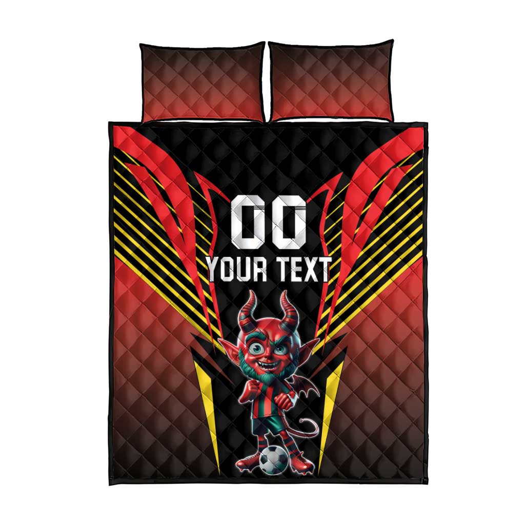 Custom Belgium Football Quilt Bed Set Les Diables rouges Devil Mascot