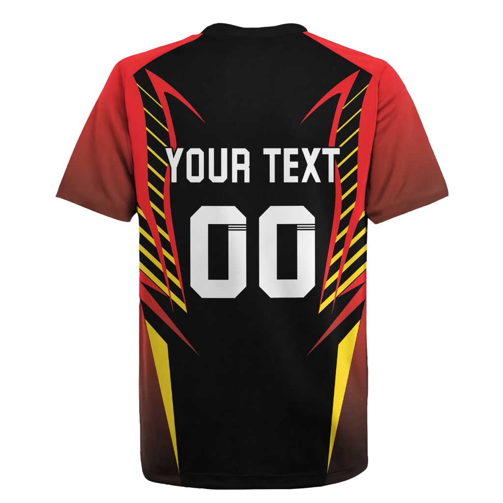 Custom Belgium Football Rugby Jersey Les Diables rouges Devil Mascot