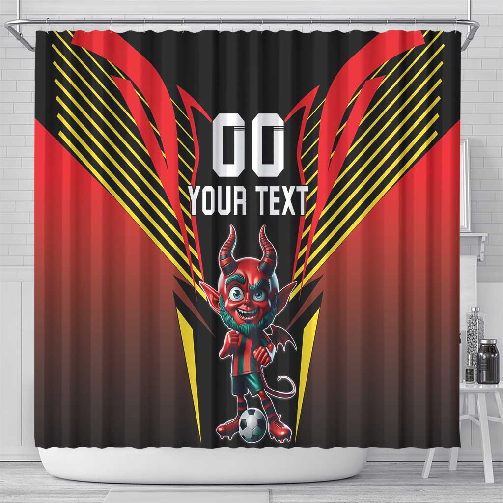 Custom Belgium Football Shower Curtain Les Diables rouges Devil Mascot