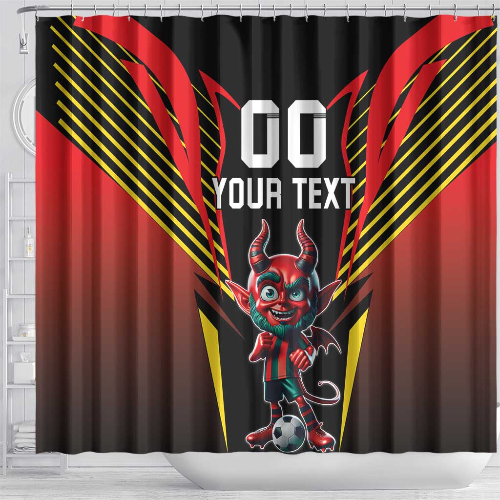 Custom Belgium Football Shower Curtain Les Diables rouges Devil Mascot