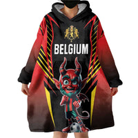 Custom Belgium Football Wearable Blanket Hoodie Les Diables rouges Devil Mascot