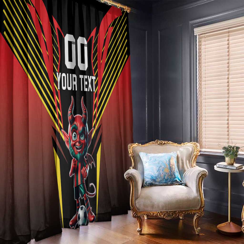 Custom Belgium Football Window Curtain Les Diables rouges Devil Mascot