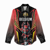 Custom Belgium Football Women Casual Shirt Les Diables rouges Devil Mascot