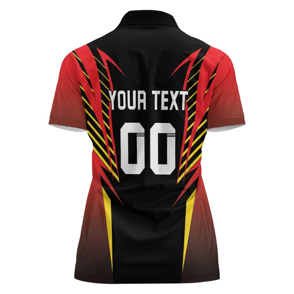 Custom Belgium Football Women Polo Shirt Les Diables rouges Devil Mascot