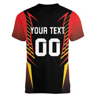 Custom Belgium Football Women V-Neck T-Shirt Les Diables rouges Devil Mascot