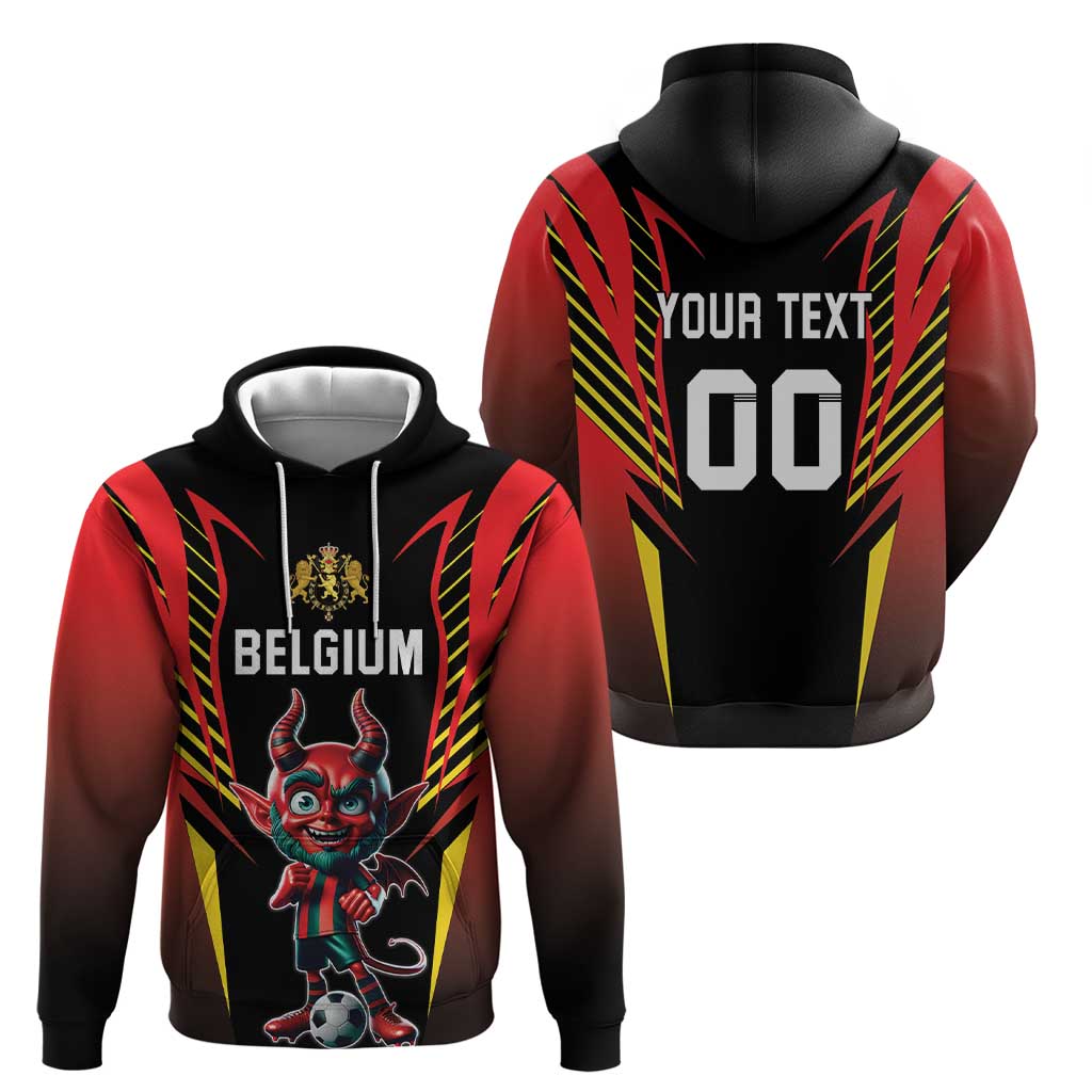 Custom Belgium Football Zip Hoodie Les Diables rouges Devil Mascot
