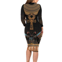 Ankh Egypt Family Matching Long Sleeve Bodycon Dress and Hawaiian Shirt Ankh Egyptian Hieroglyphs Alphabet