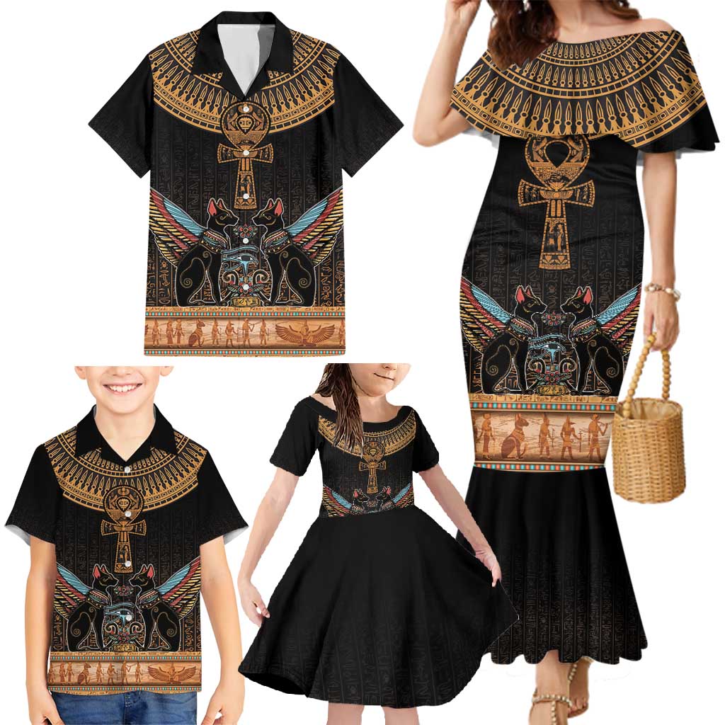 Ankh Egypt Family Matching Mermaid Dress and Hawaiian Shirt Ankh Egyptian Hieroglyphs Alphabet
