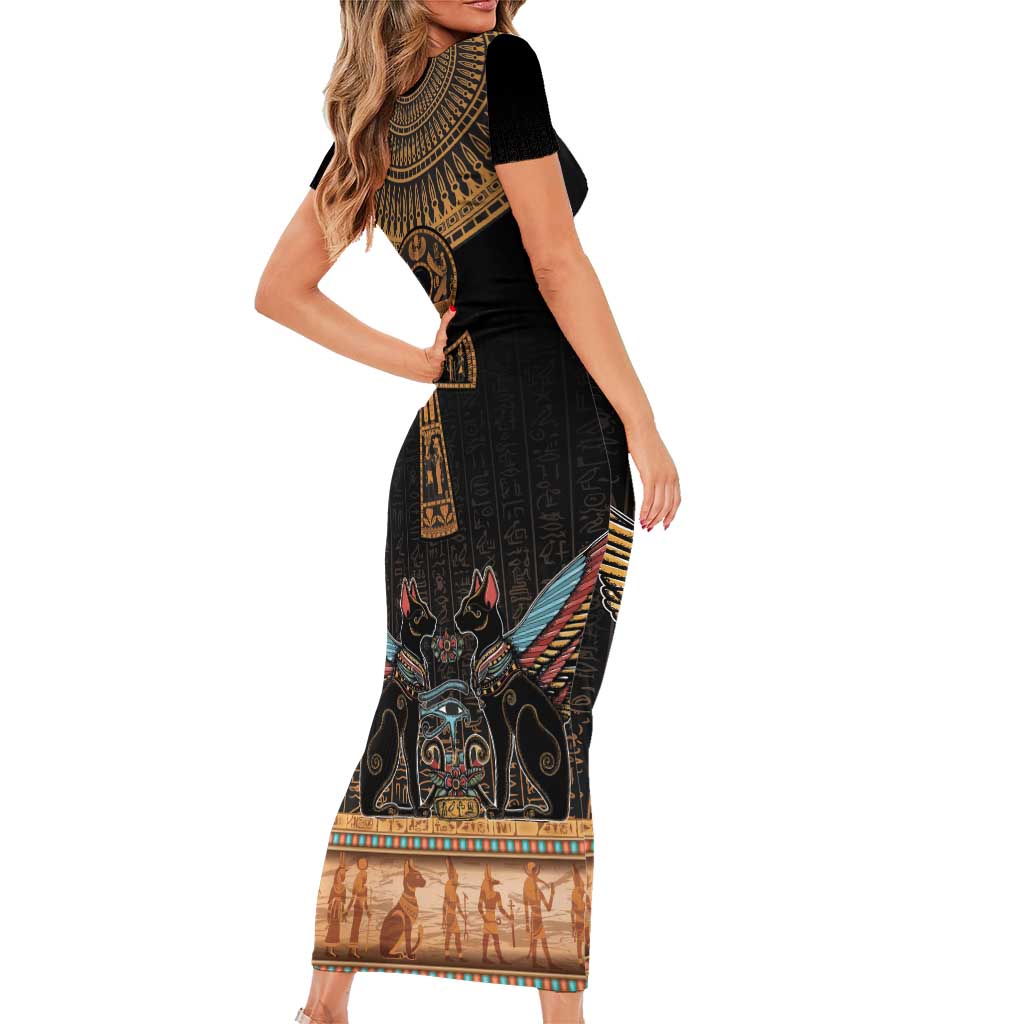 Ankh Egypt Family Matching Short Sleeve Bodycon Dress and Hawaiian Shirt Ankh Egyptian Hieroglyphs Alphabet