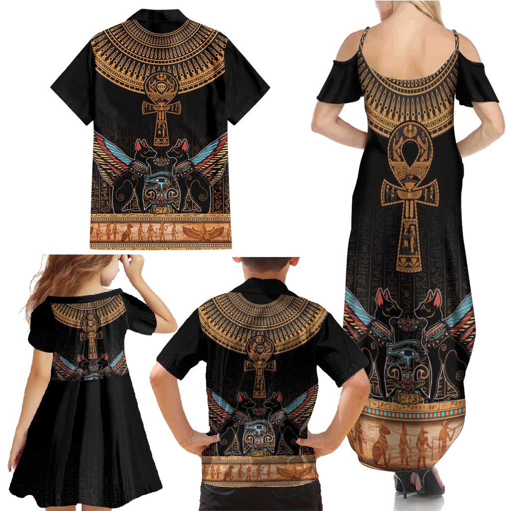 Ankh Egypt Family Matching Summer Maxi Dress and Hawaiian Shirt Ankh Egyptian Hieroglyphs Alphabet