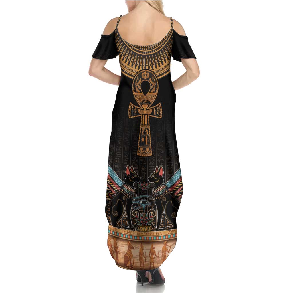 Ankh Egypt Family Matching Summer Maxi Dress and Hawaiian Shirt Ankh Egyptian Hieroglyphs Alphabet