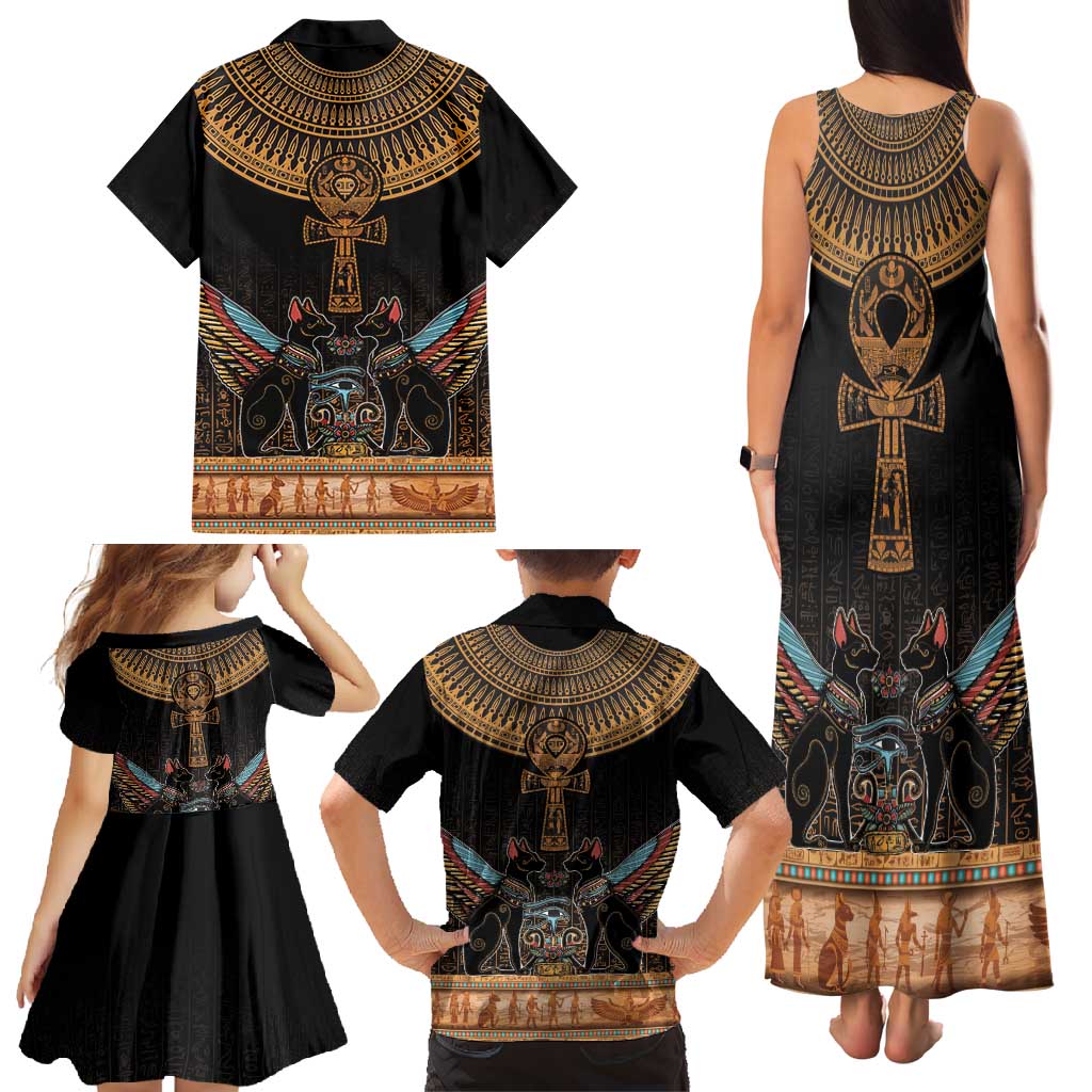 Ankh Egypt Family Matching Tank Maxi Dress and Hawaiian Shirt Ankh Egyptian Hieroglyphs Alphabet