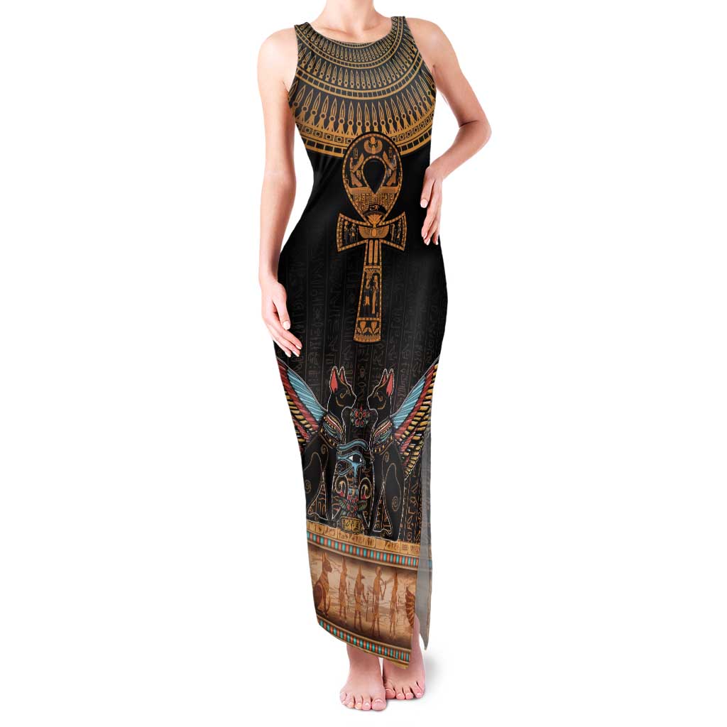 Ankh Egypt Family Matching Tank Maxi Dress and Hawaiian Shirt Ankh Egyptian Hieroglyphs Alphabet