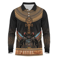 Ankh Egypt Long Sleeve Polo Shirt Ankh Egyptian Hieroglyphs Alphabet