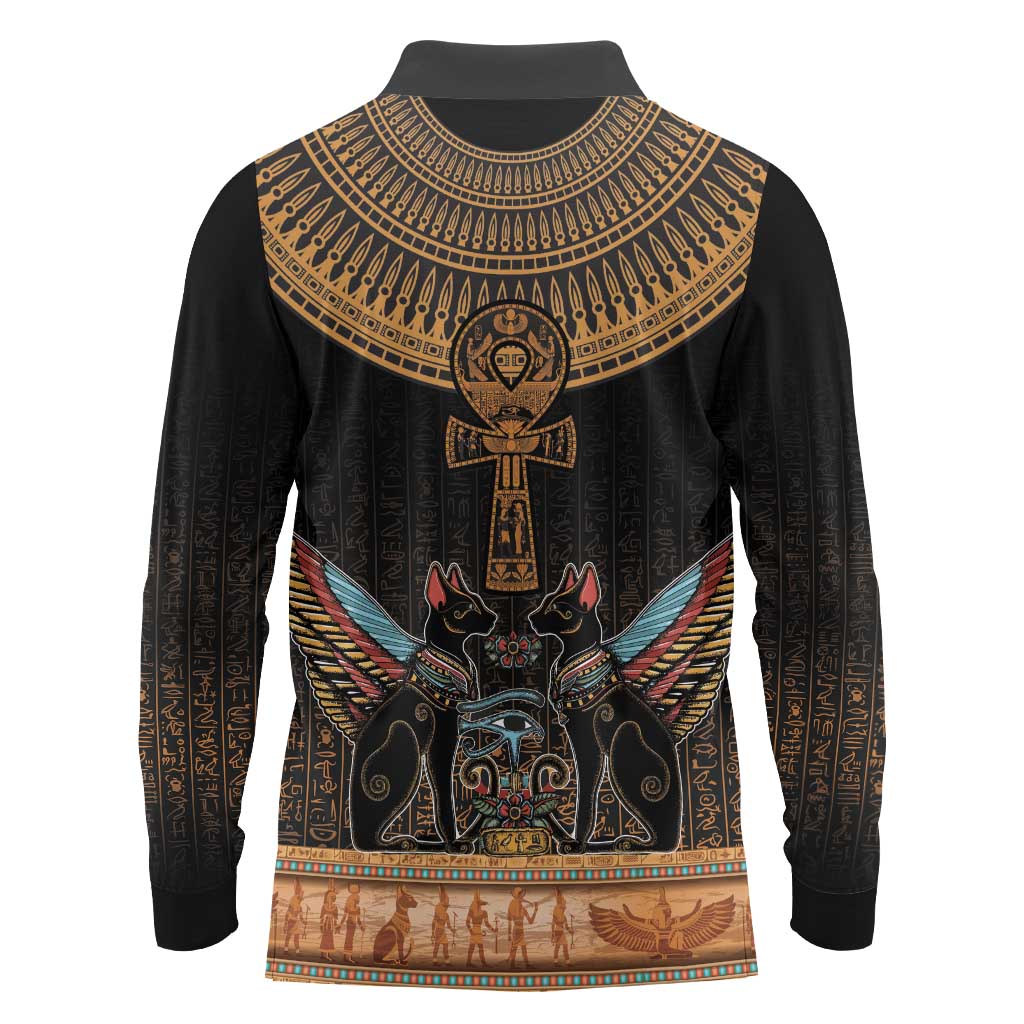 Ankh Egypt Long Sleeve Polo Shirt Ankh Egyptian Hieroglyphs Alphabet