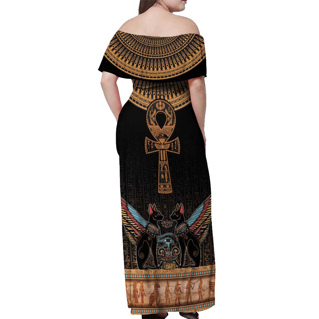 Ankh Egypt Off Shoulder Maxi Dress Ankh Egyptian Hieroglyphs Alphabet