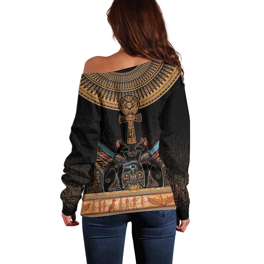 Ankh Egypt Off Shoulder Sweater Ankh Egyptian Hieroglyphs Alphabet