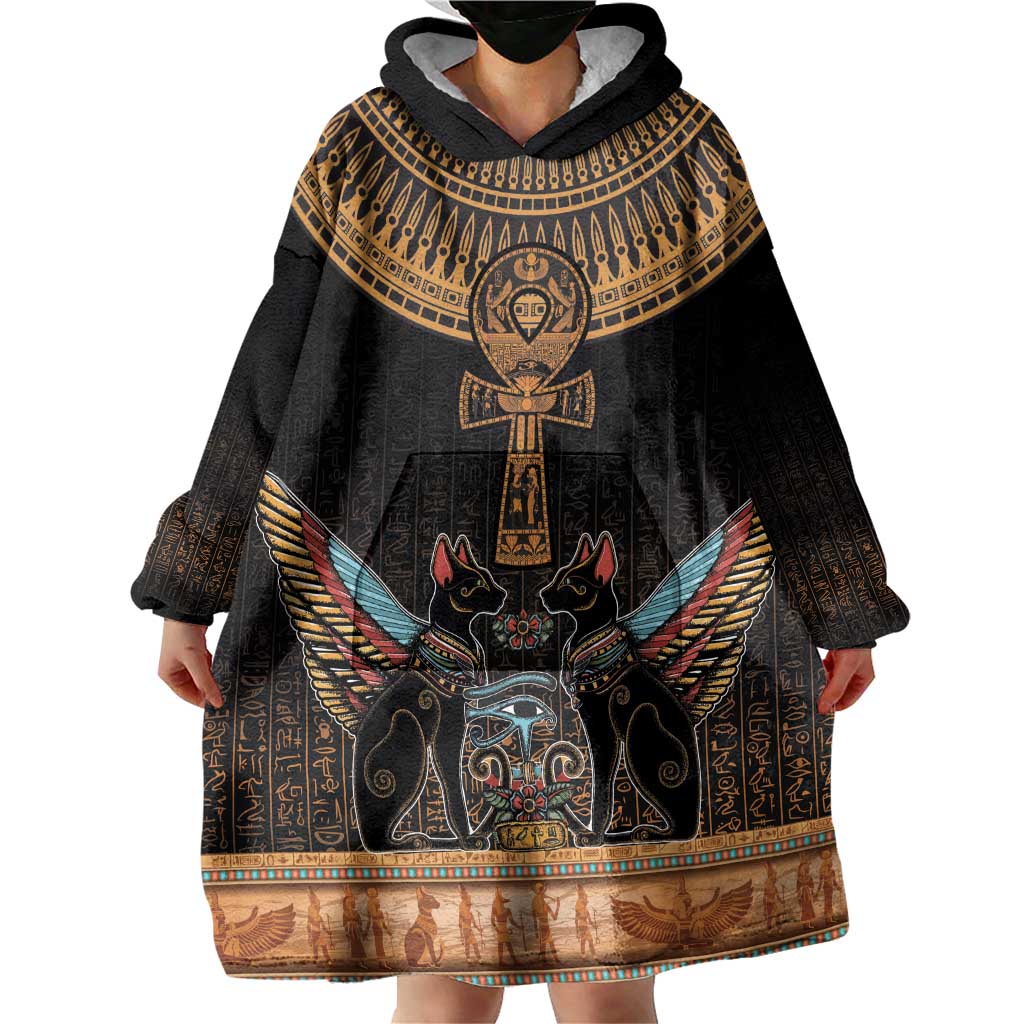 Ankh Egypt Wearable Blanket Hoodie Ankh Egyptian Hieroglyphs Alphabet