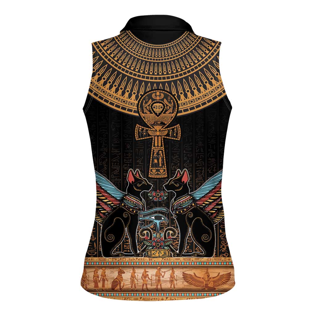Ankh Egypt Women Sleeveless Polo Shirt Ankh Egyptian Hieroglyphs Alphabet