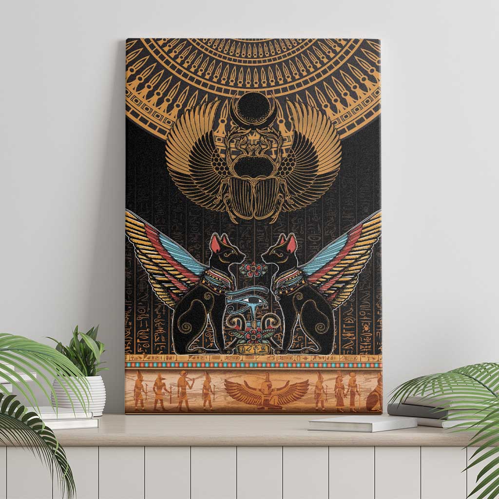 The Scarab Beetle Canvas Wall Art Egyptian Hieroglyphs Alphabet