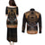 The Scarab Beetle Couples Matching Puletasi and Long Sleeve Button Shirt Egyptian Hieroglyphs Alphabet