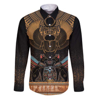 The Scarab Beetle Family Matching Off The Shoulder Long Sleeve Dress and Hawaiian Shirt Egyptian Hieroglyphs Alphabet